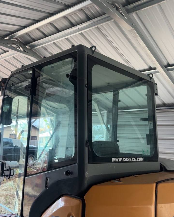 Tinted glass on a Case excavator cab