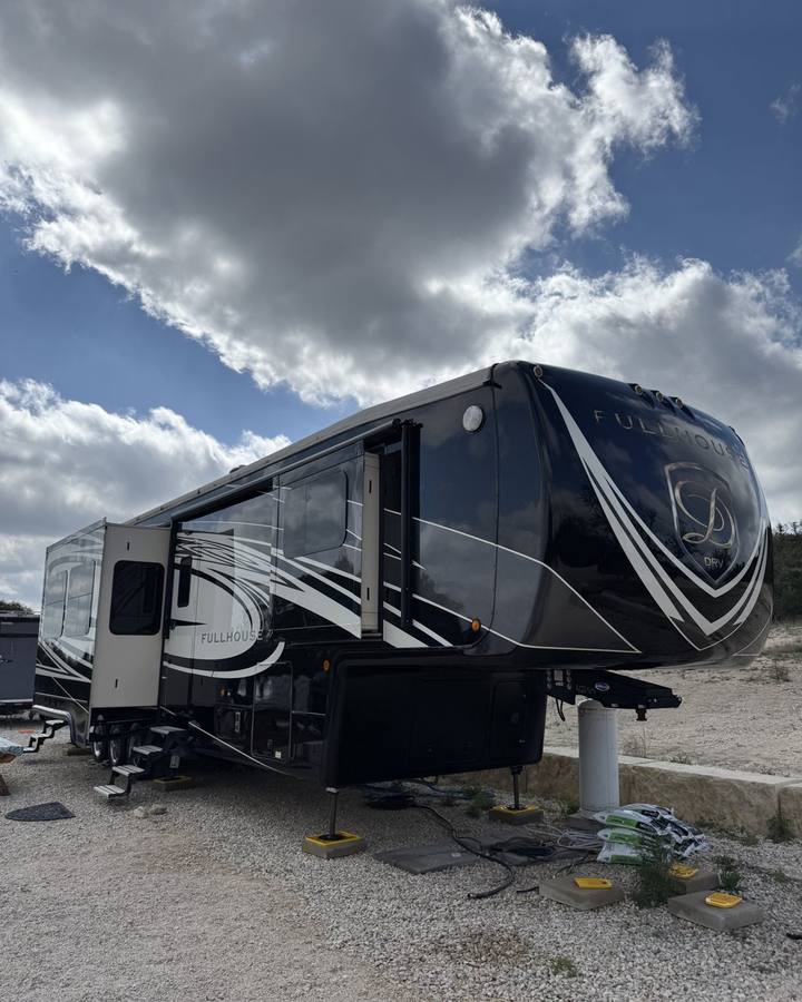 Fifth-wheel RV after washing