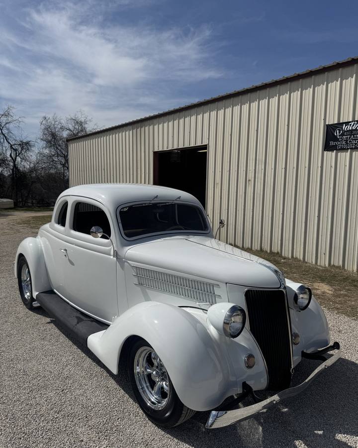 White 1936 Ford coupe after detailing